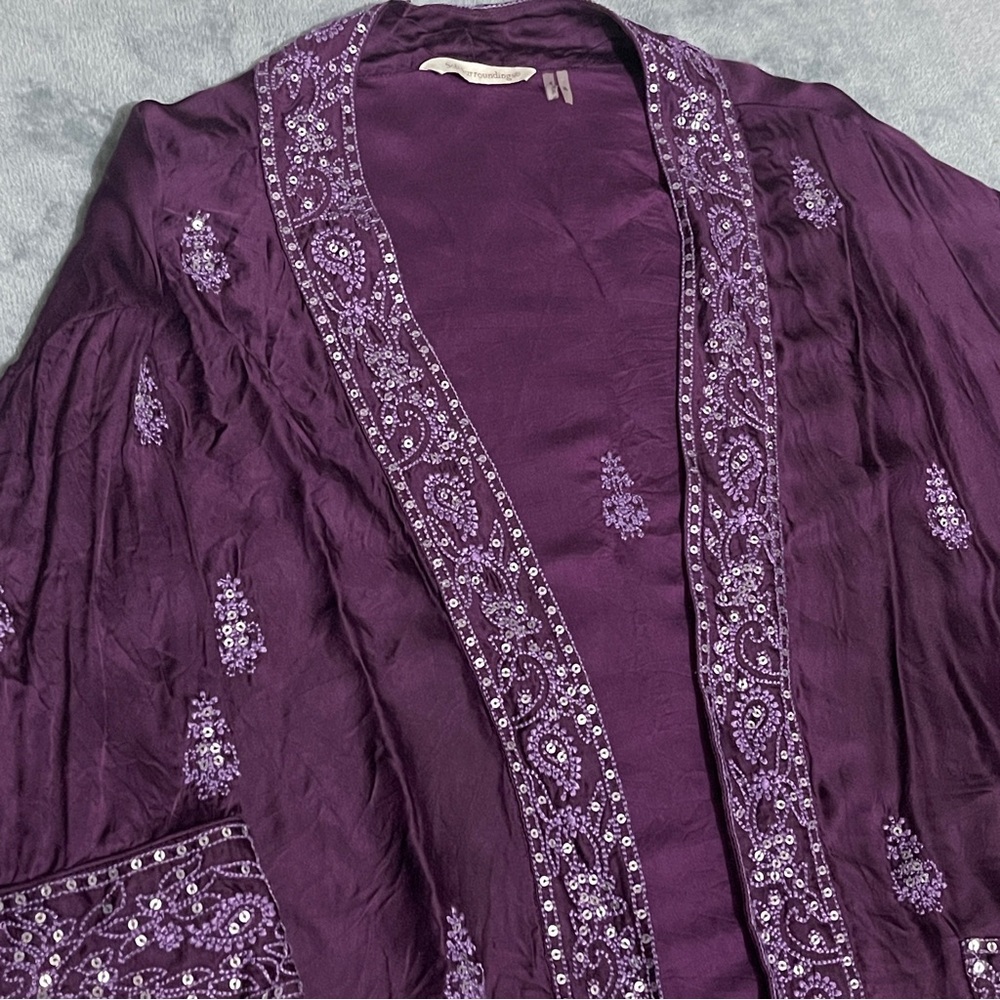 *Reserved*Soft Surroundings Women’s Royal Purple Open Cardigan Embroidered  XL